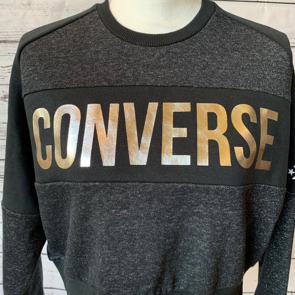 NWT Converse Black Crop Sweatshirt Size S - Picture 2 of 8